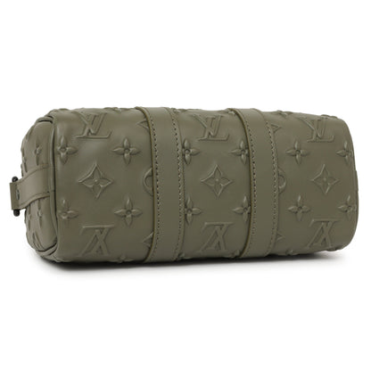 Exclusive Louis Vuitton Khaki Monogram Seal Keepall XS — Back View