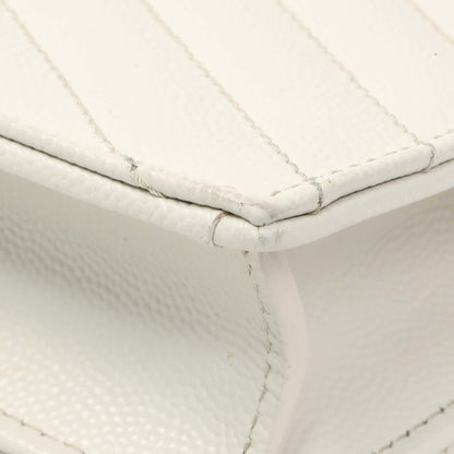 Exclusive Saint Laurent White Grain De Poudre Matelasse Chevron Monogram Envelope Chain Wallet — Alternate View 7