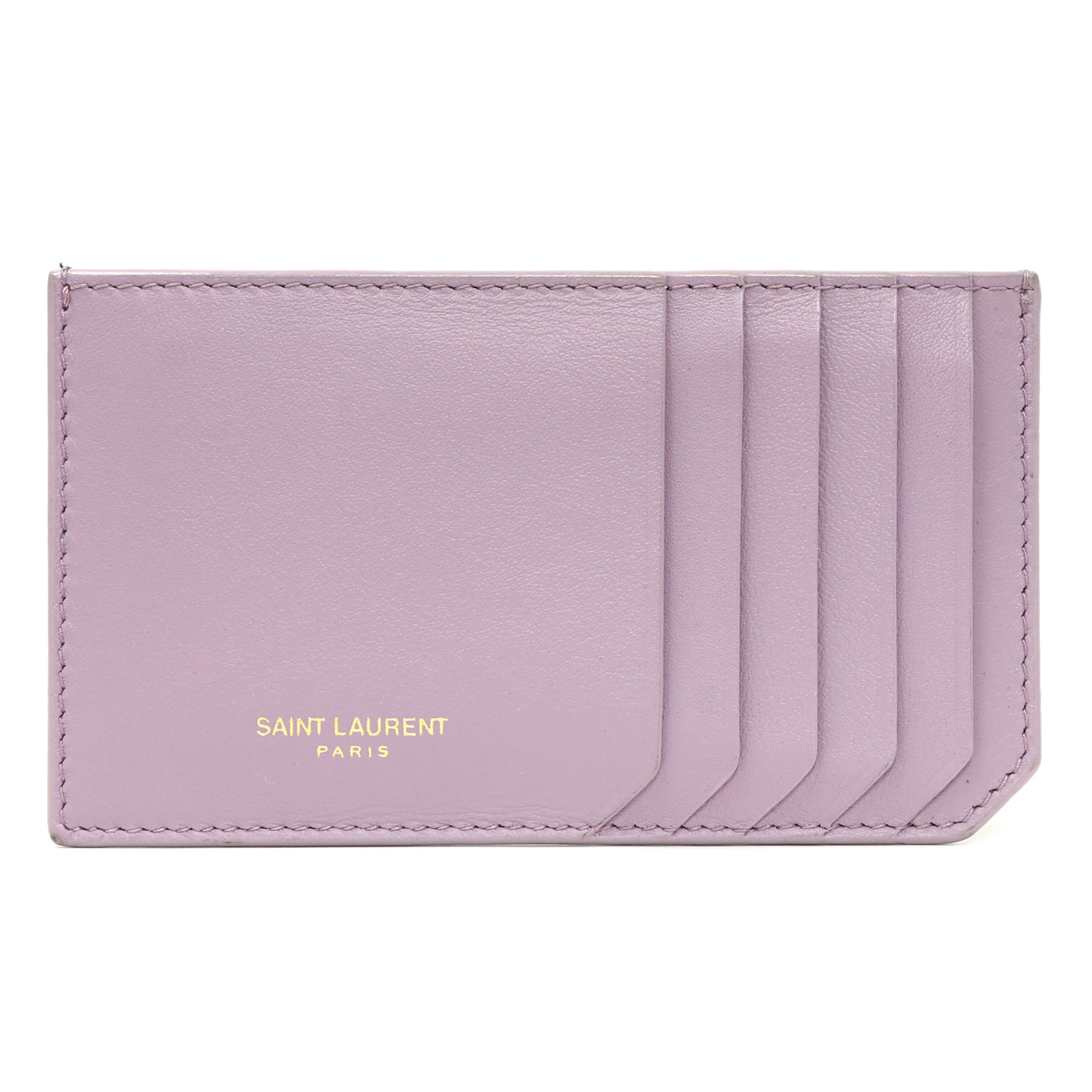 Exclusive Saint Laurent Lilac Calfskin 5 Fragments Card Holder — Front View