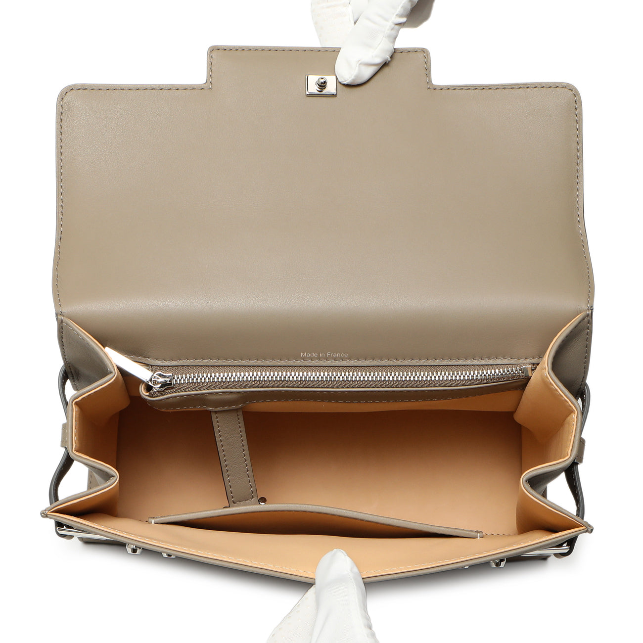 Exclusive Delvaux Taupe Calfskin Tempete MM — Top View