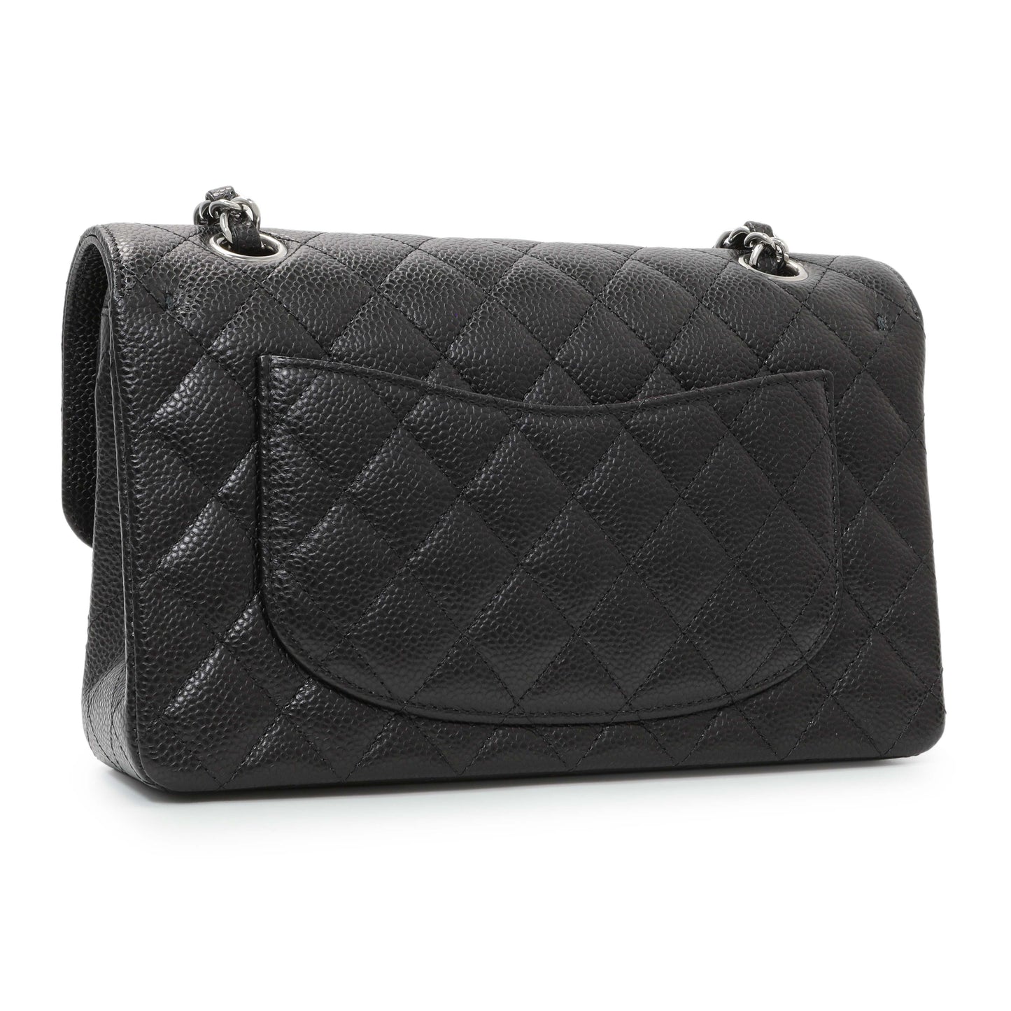 Exclusive Chanel Black Quilted Caviar Small Classic Double Flap — Side View