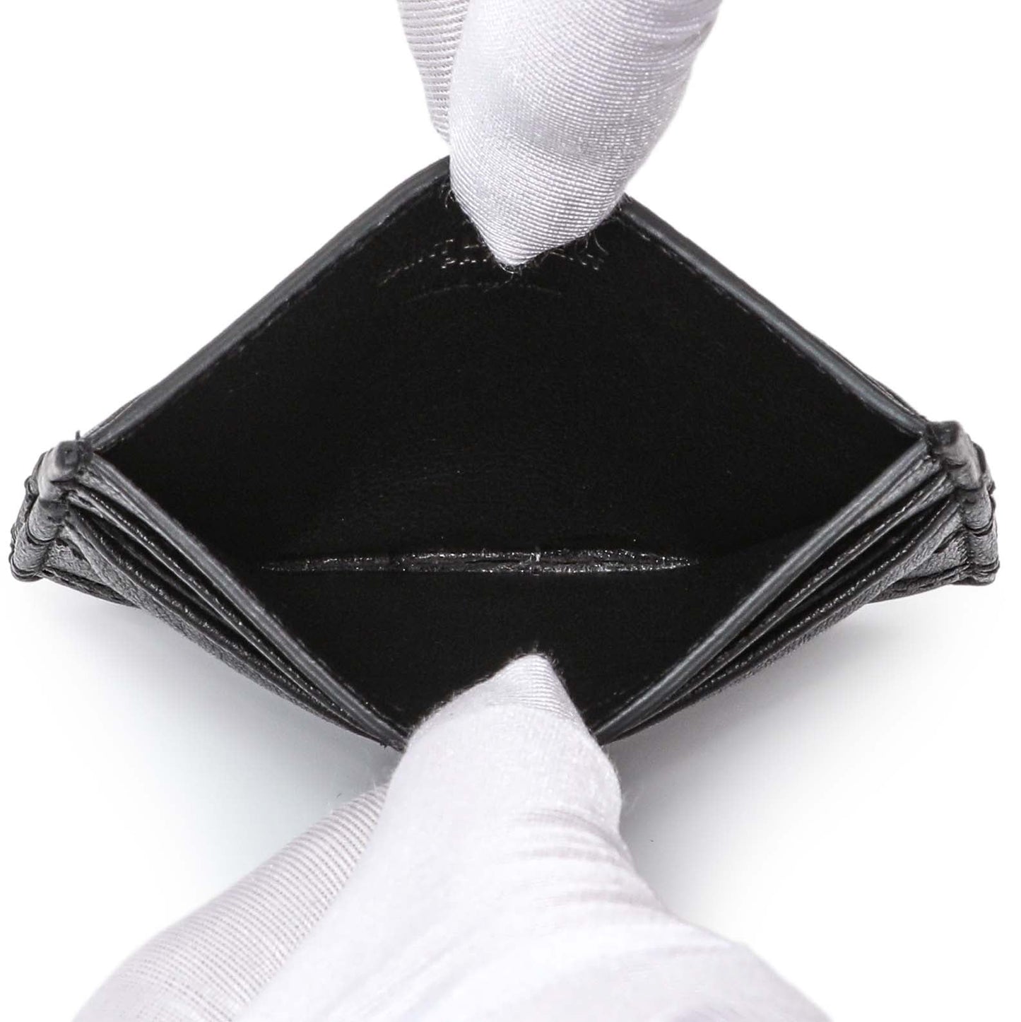 Exclusive Saint Laurent Black Goatskin Credit Card Case — Top View