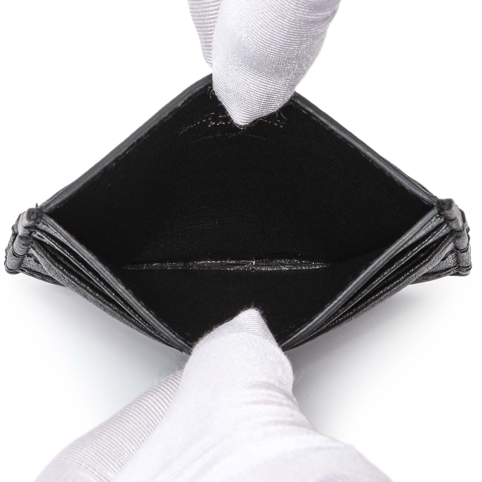 Exclusive Saint Laurent Black Goatskin Credit Card Case — Top View
