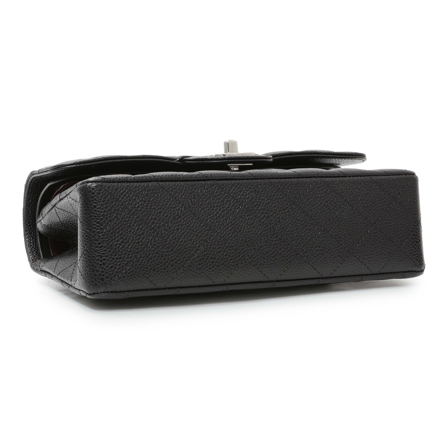 Exclusive Chanel Black Quilted Caviar Small Classic Double Flap — Back View