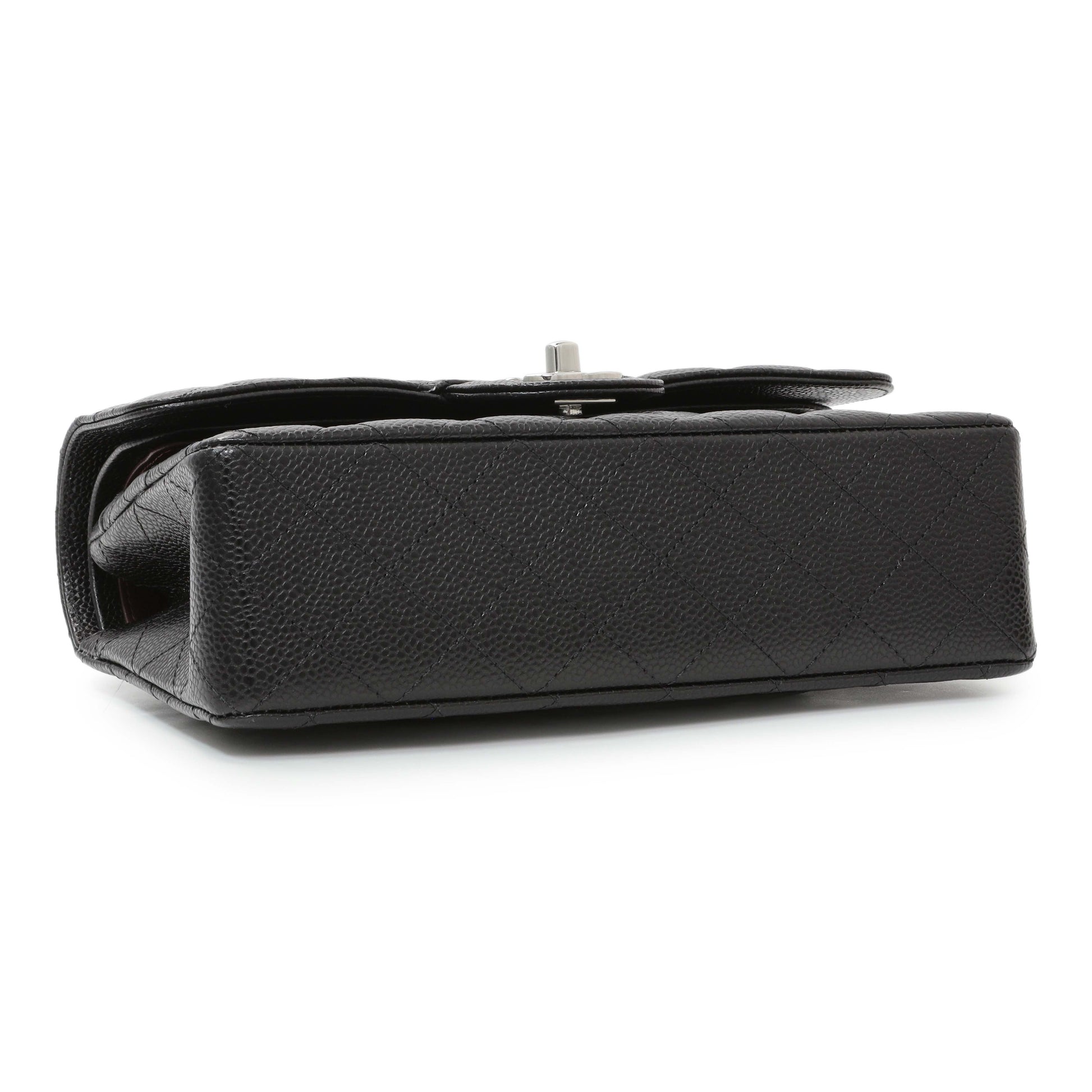 Exclusive Chanel Black Quilted Caviar Small Classic Double Flap — Back View