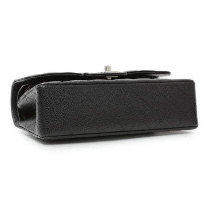Exclusive Chanel Black Quilted Caviar Small Classic Double Flap — Back View