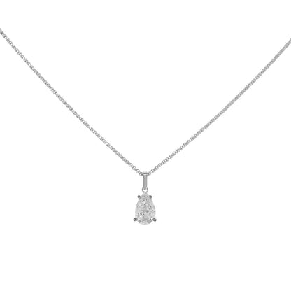 Exclusive 18K White Gold 0.76 Carat Pear Cut Diamond Solitaire Pendant — Front View
