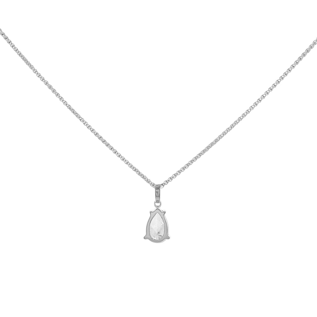 Exclusive 18K White Gold 0.76 Carat Pear Cut Diamond Solitaire Pendant — Side View