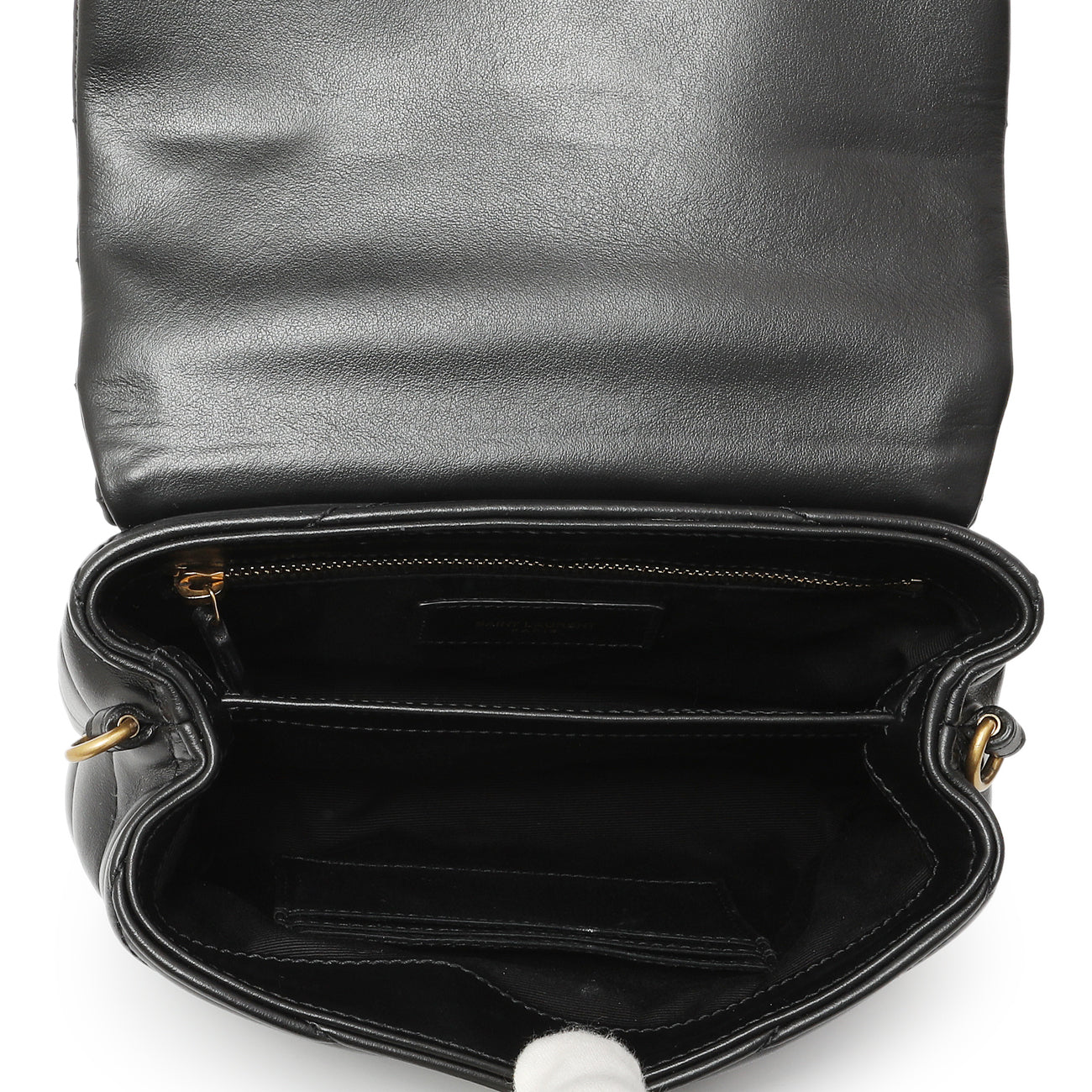 Exclusive Saint Laurent Black Calfskin Monogram Toy Loulou Crossbody — Top View