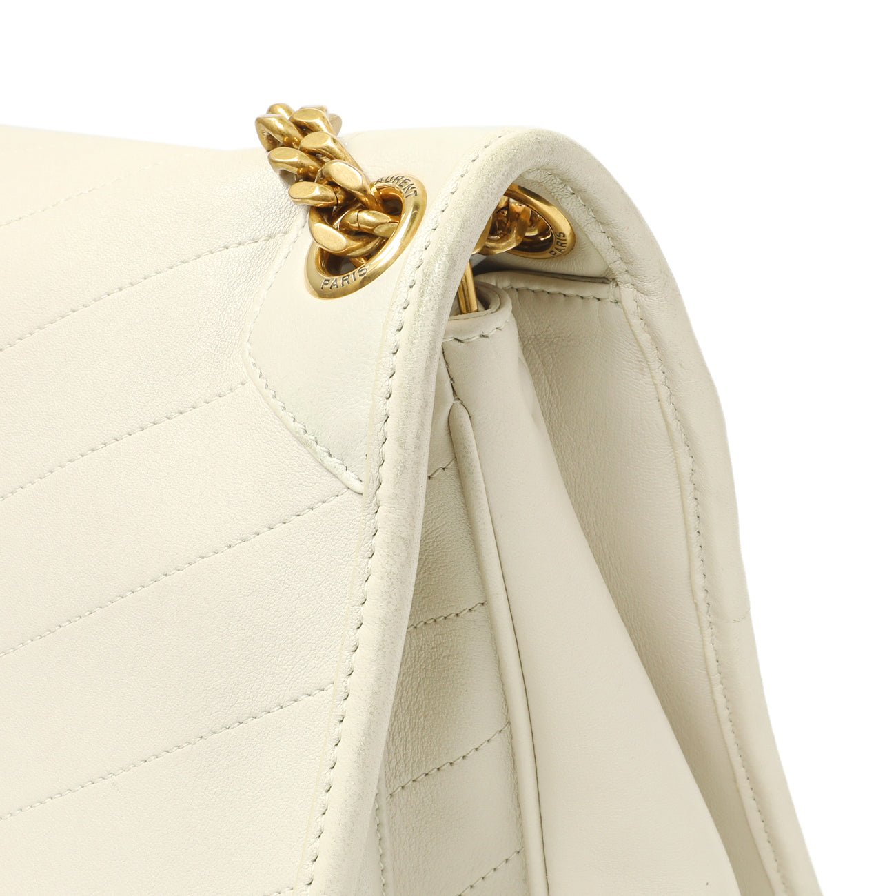 Exclusive Saint Laurent White Lambskin Matelasse Monogram Medium Niki Chain Satchel — Alternate View 12