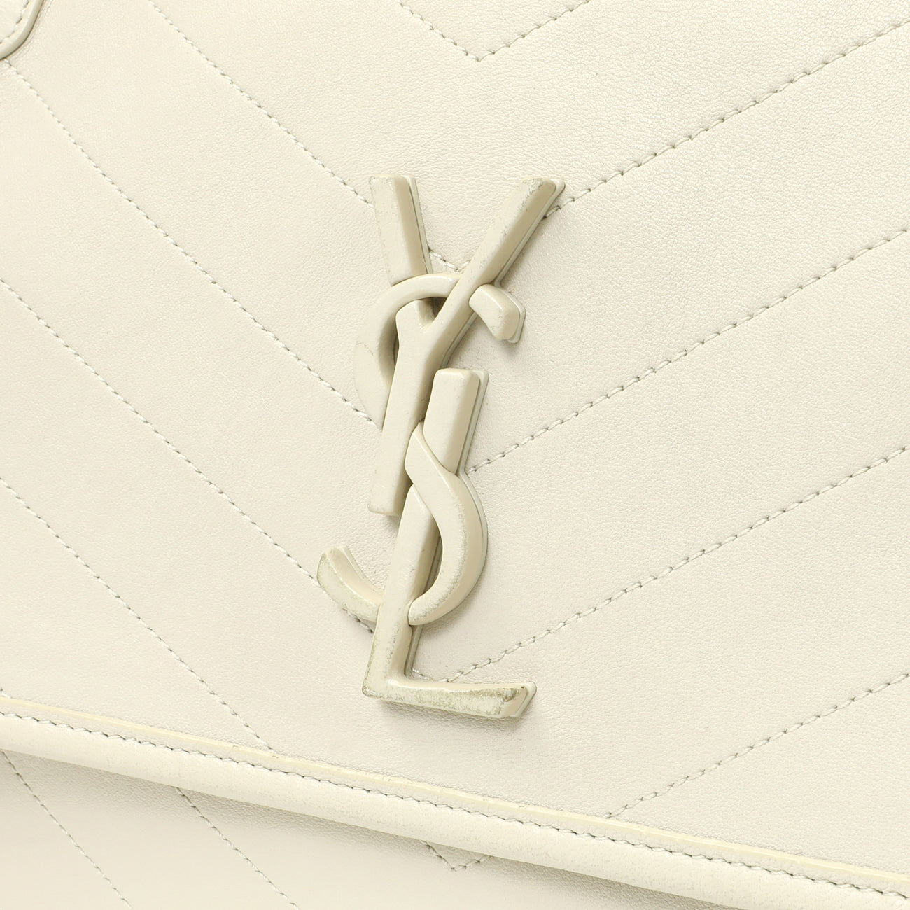 Exclusive Saint Laurent White Lambskin Matelasse Monogram Medium Niki Chain Satchel — Alternate View 11