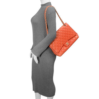 Exclusive Chanel Coral Quilted Lambskin Maxi Classic Single Flap — Alternate View 15