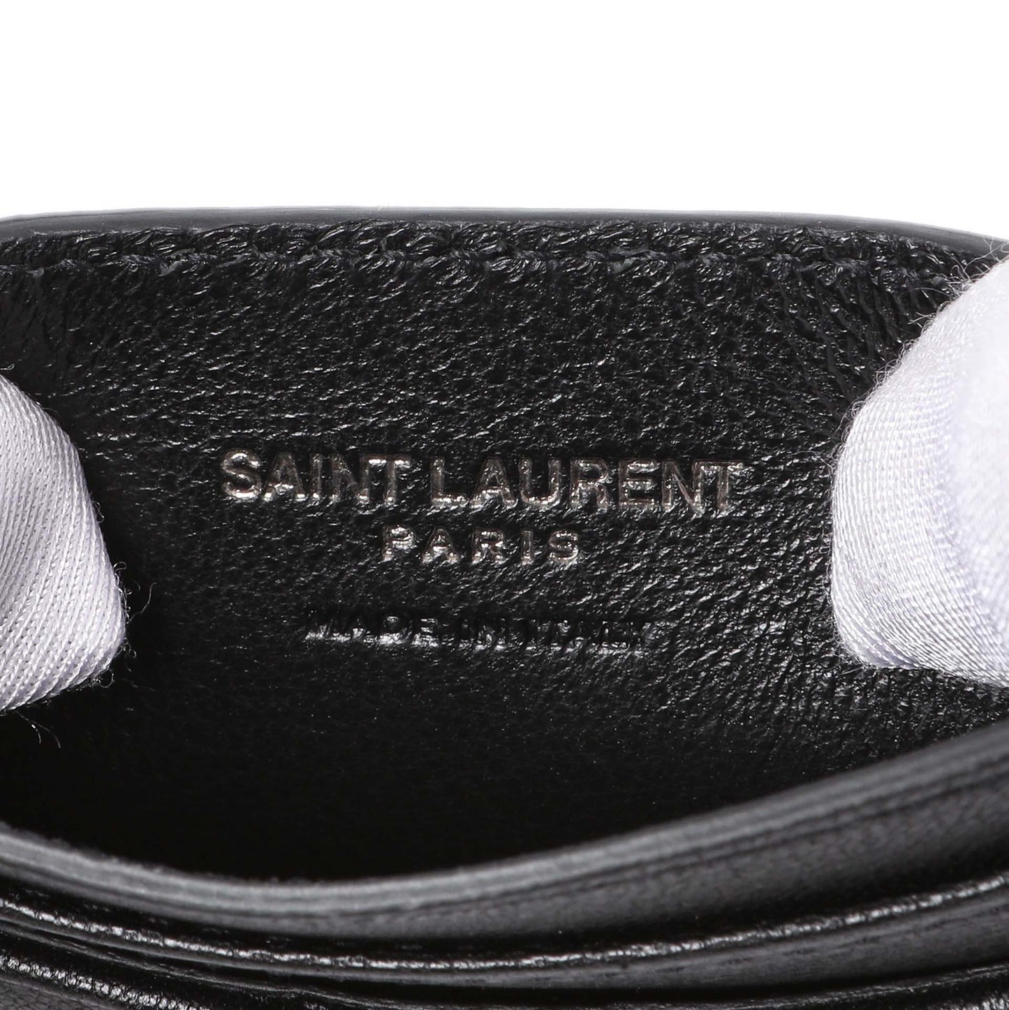 Exclusive Saint Laurent Black Goatskin Credit Card Case — Detail View