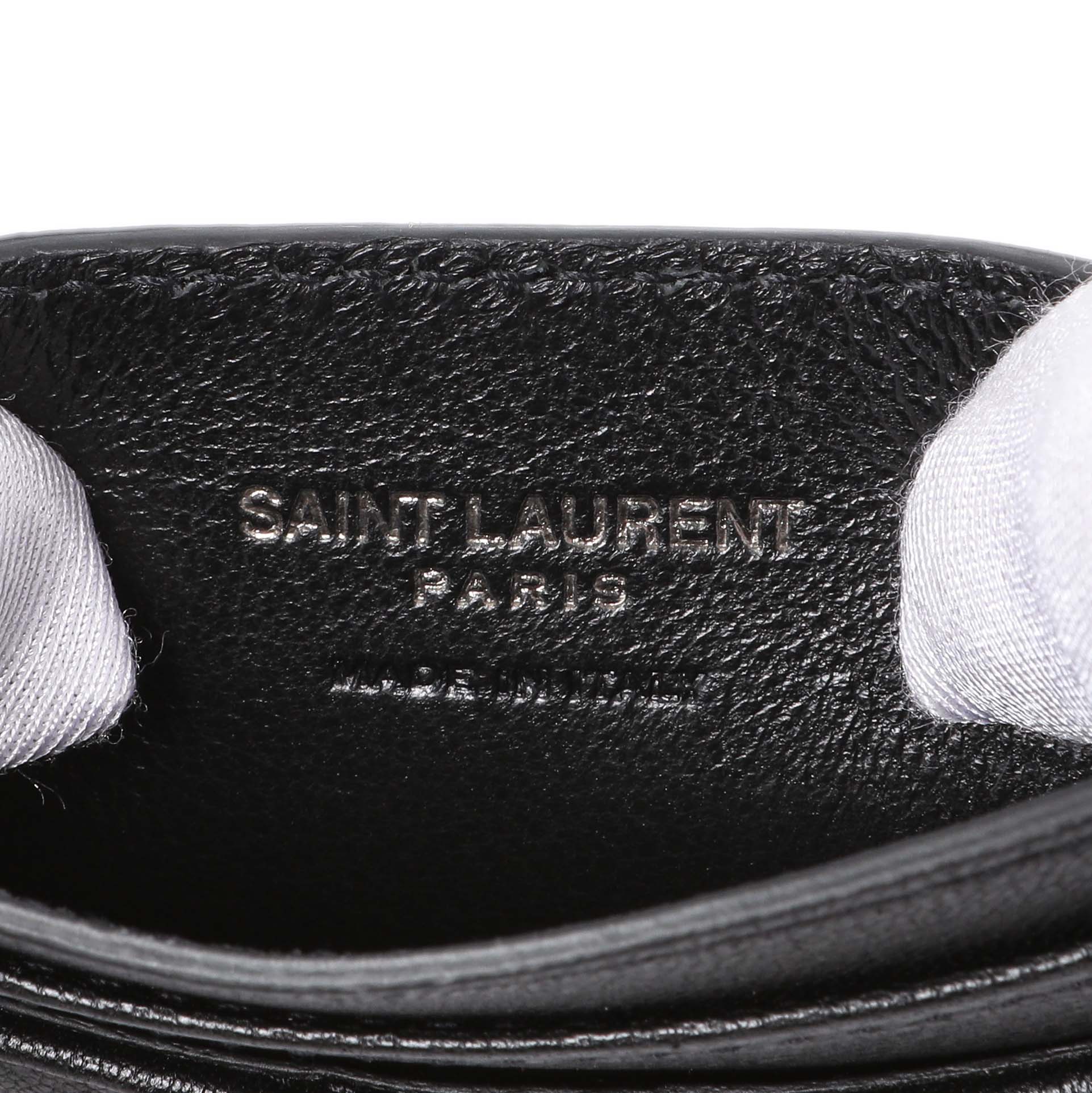 Exclusive Saint Laurent Black Goatskin Credit Card Case — Detail View