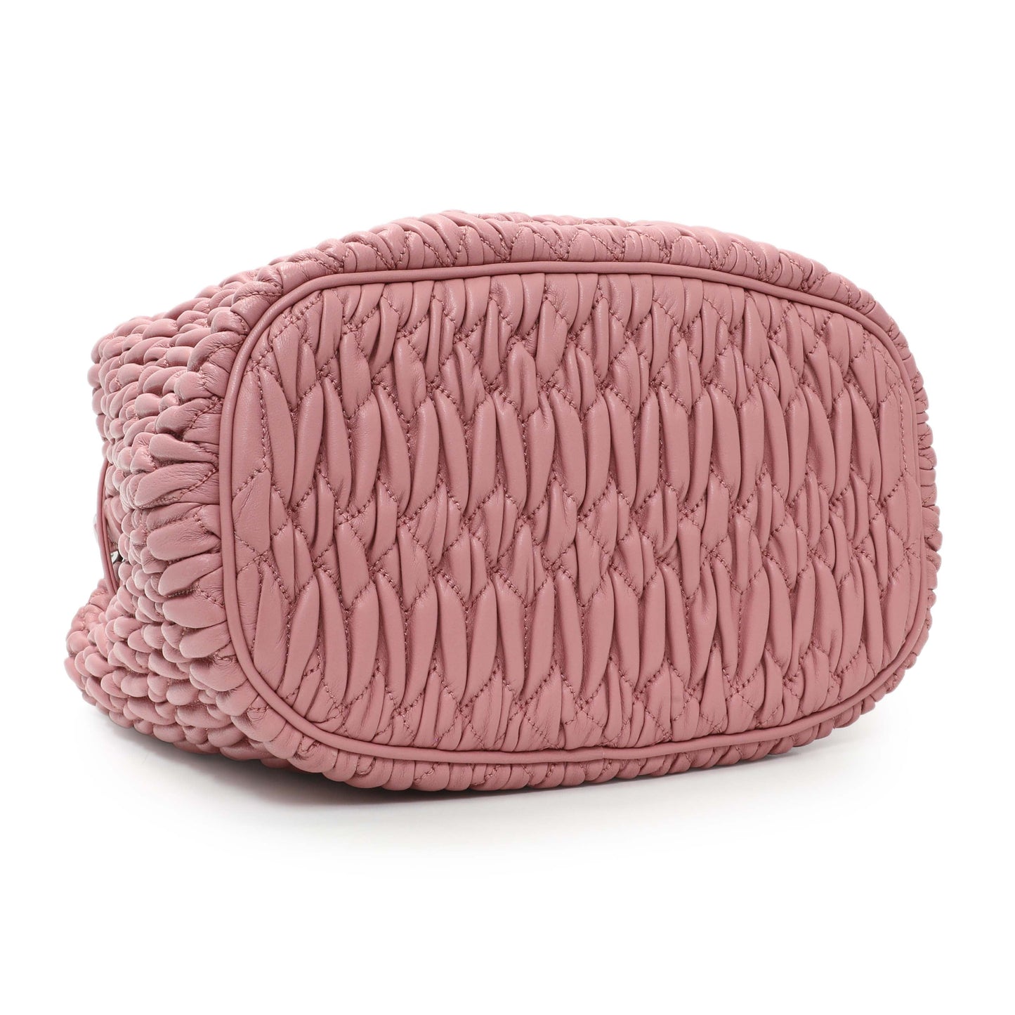 Exclusive Miu Miu Pink Nappa Matelasse Bucket Bag — Back View