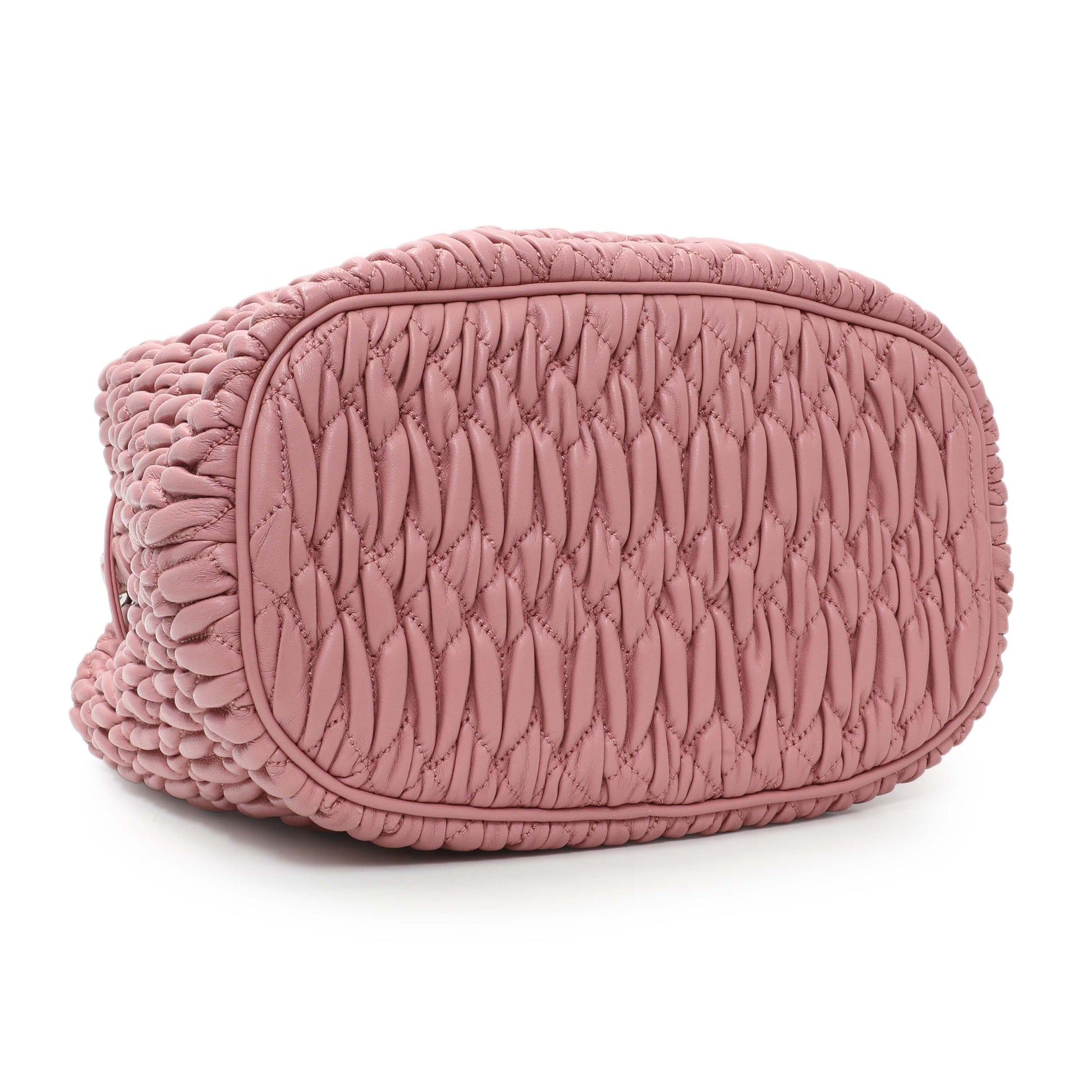Exclusive Miu Miu Pink Nappa Matelasse Bucket Bag — Back View