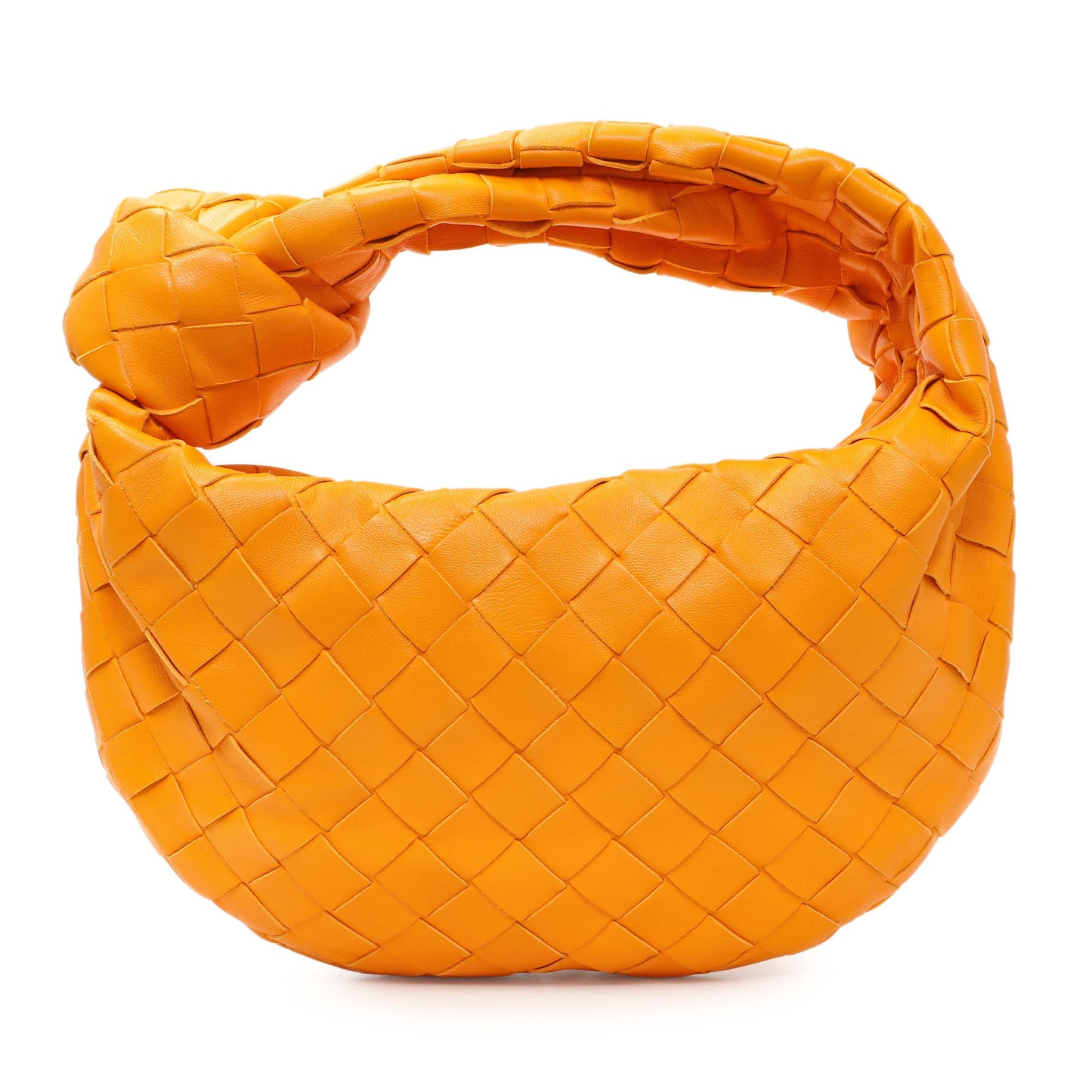 Exclusive Bottega Veneta Orange Nappa Intrecciato Mini Jodie — Front View