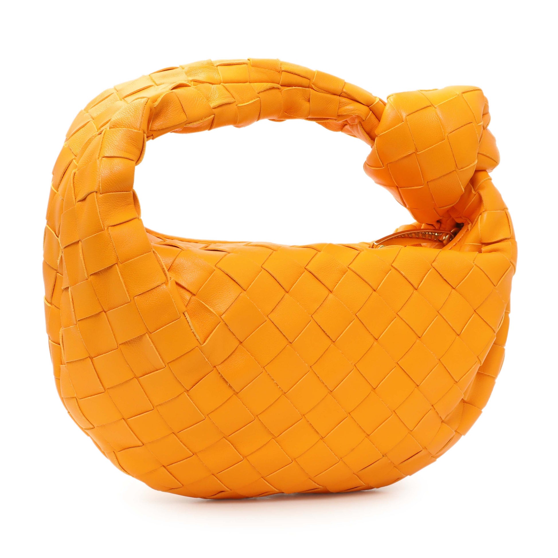 Exclusive Bottega Veneta Orange Nappa Intrecciato Mini Jodie — Side View