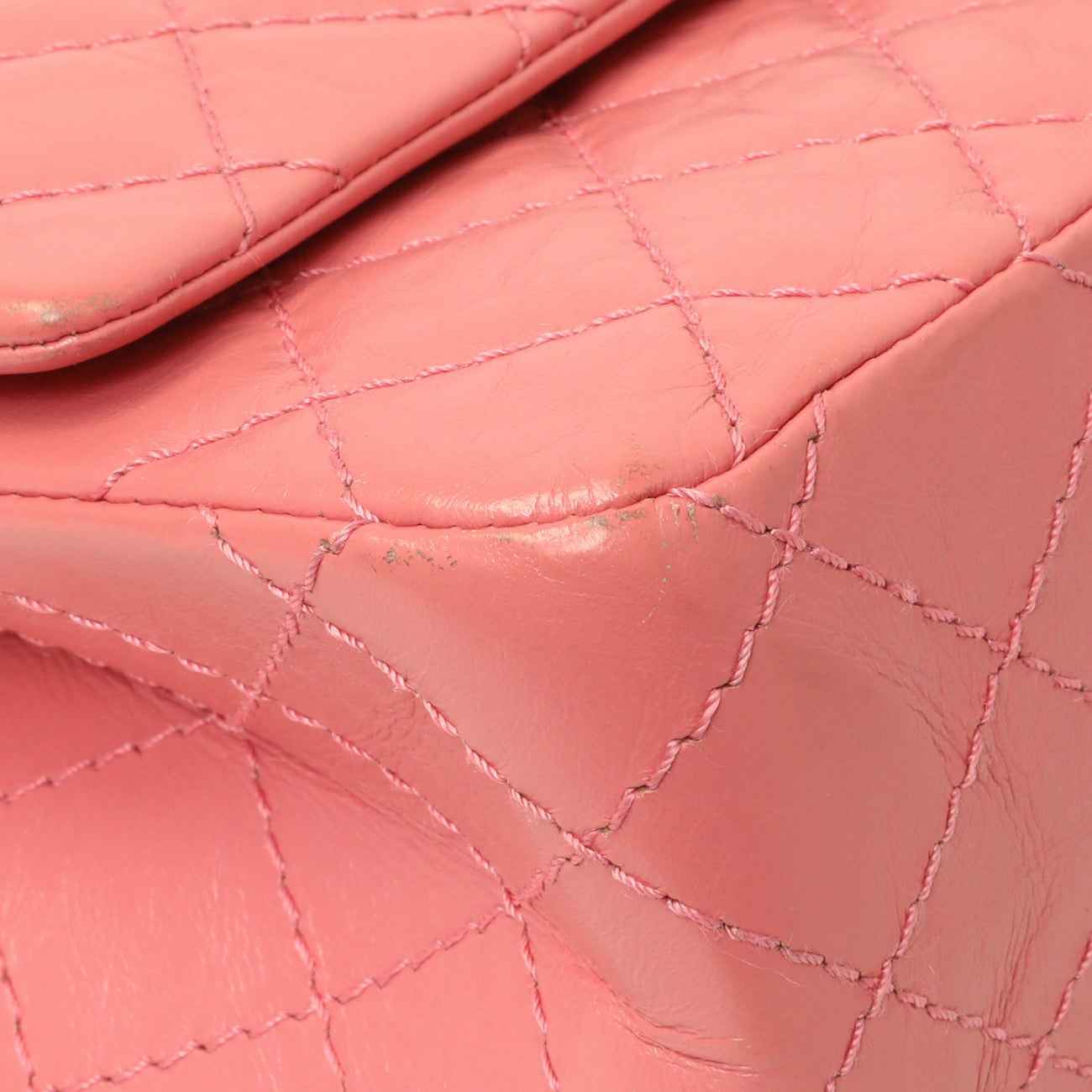 Exclusive Chanel Pink Quilted Aged Calfskin Reissue 225 Flap — Top View
