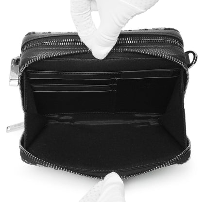 Exclusive Christian Dior X Kenny Scharf Oblique Embroidered Patches Double Zip Crossbody Pouch — Top View
