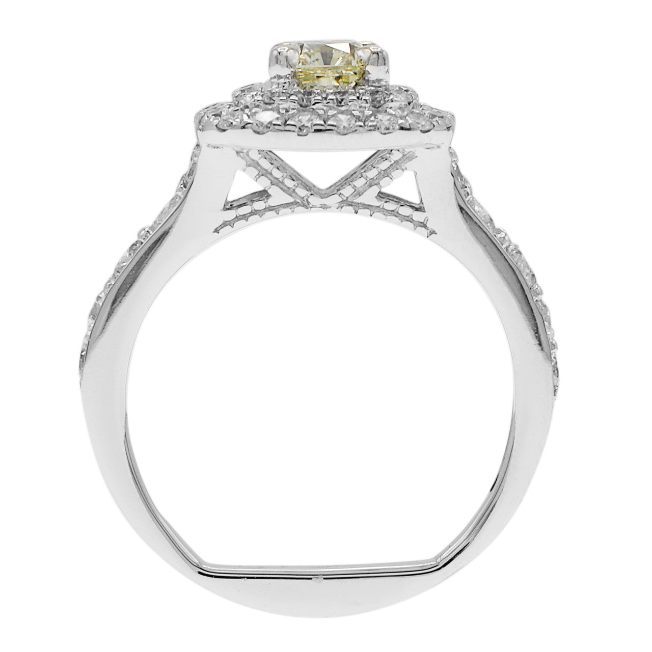 Exclusive 14K White Gold 0.66 Carat Fancy Yellow Diamond Ring — 4.5 — Side View