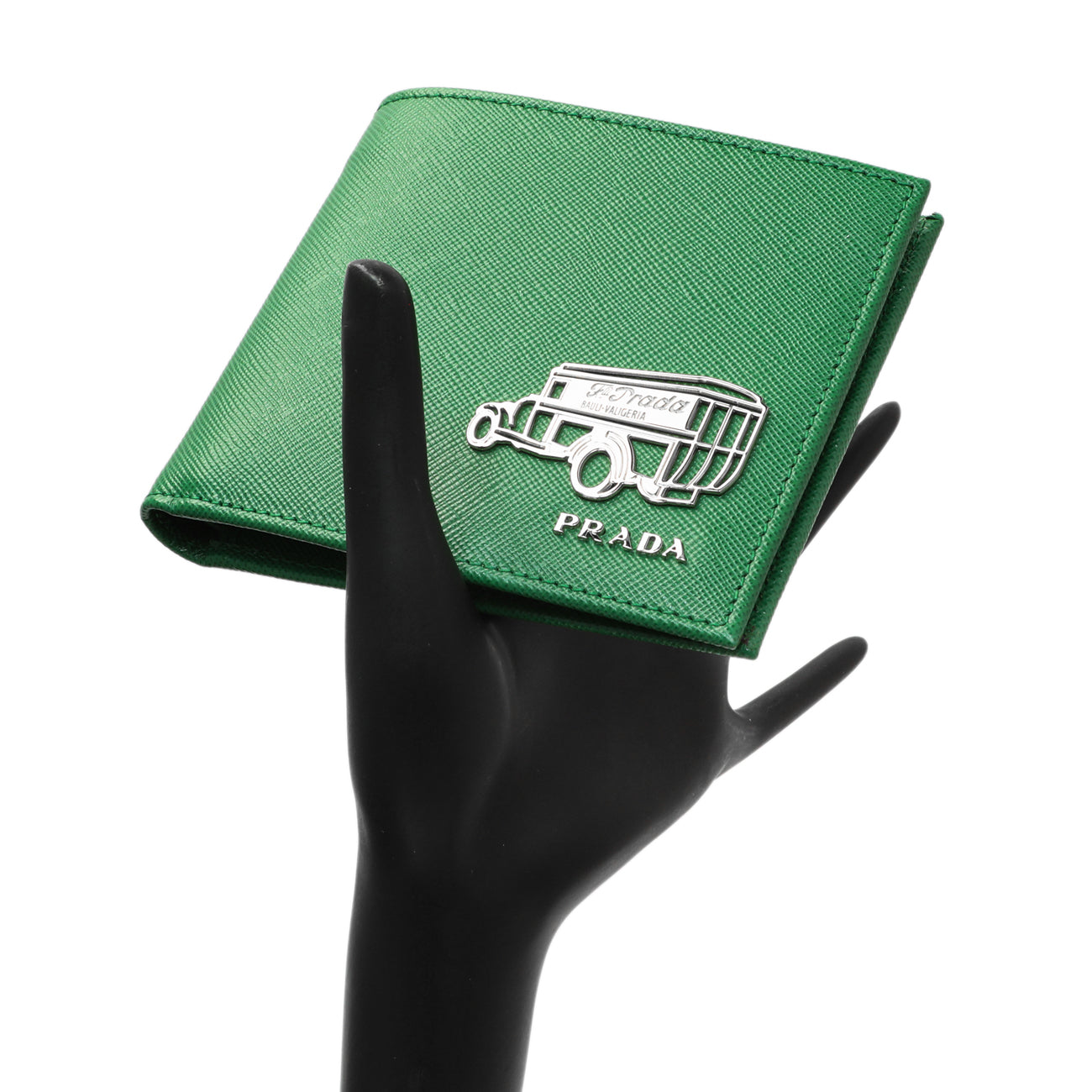 Exclusive Prada Green Saffiano Bifold Wallet — Lifestyle View