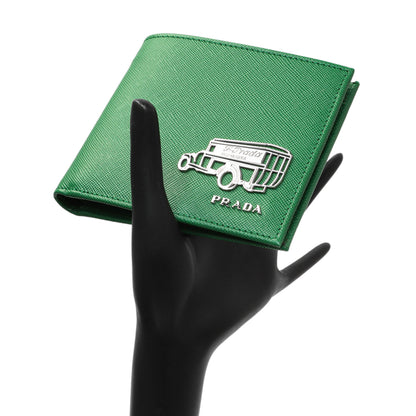 Exclusive Prada Green Saffiano Bifold Wallet — Lifestyle View