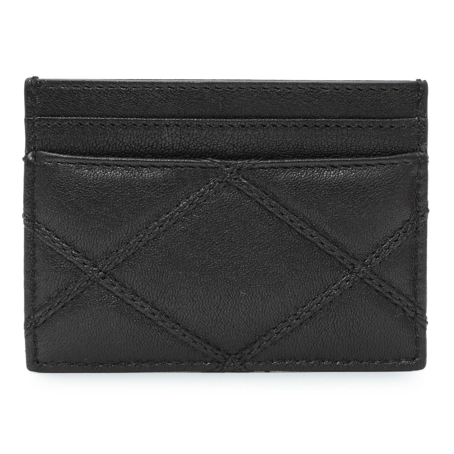 Exclusive Saint Laurent Black Goatskin Credit Card Case — Side View
