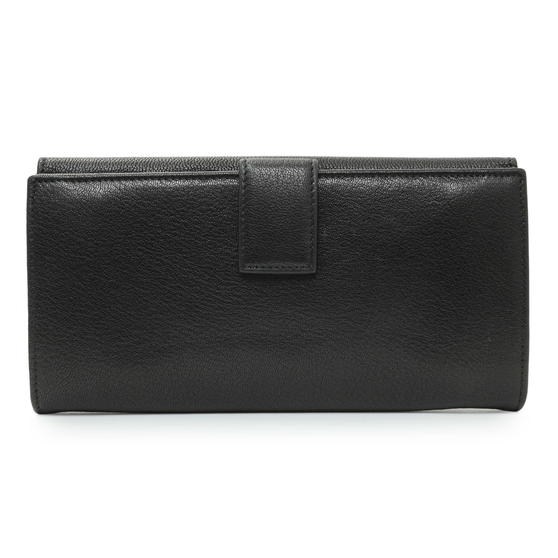 Exclusive Salvatore Ferragamo Black Calfskin Vara Bow Wallet — Side View