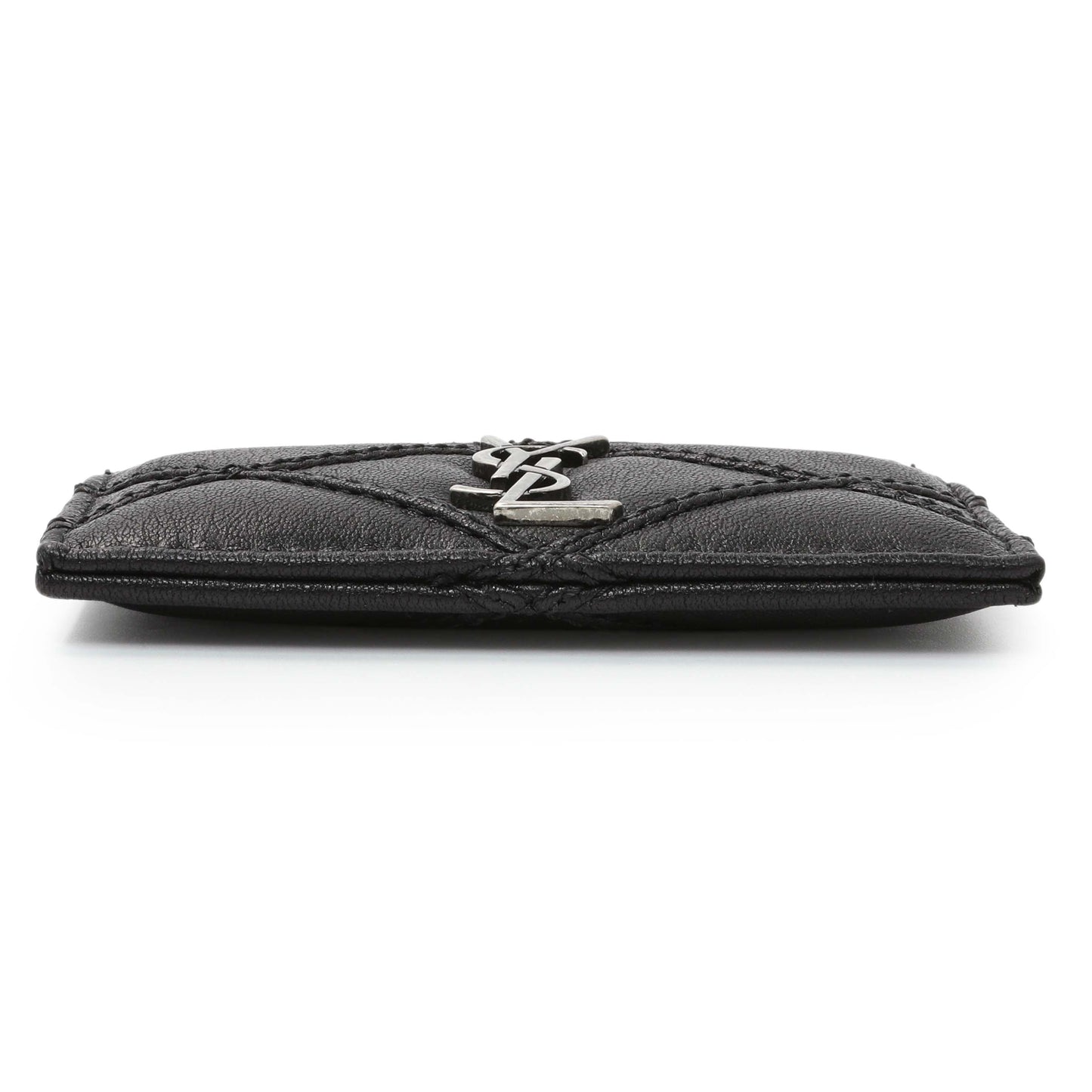 Exclusive Saint Laurent Black Goatskin Credit Card Case — Back View