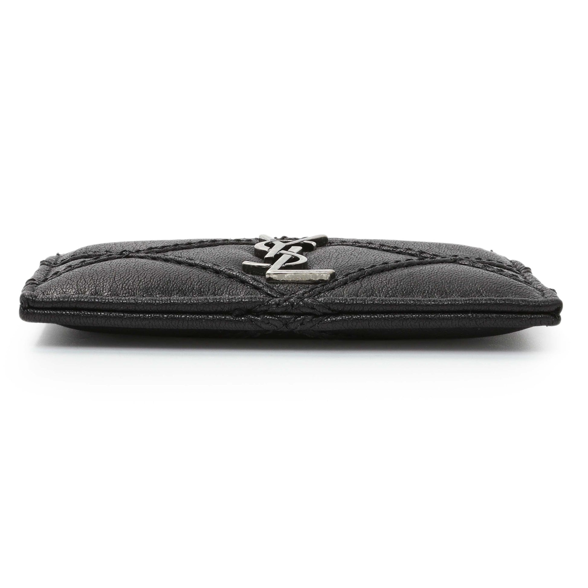 Exclusive Saint Laurent Black Goatskin Credit Card Case — Back View