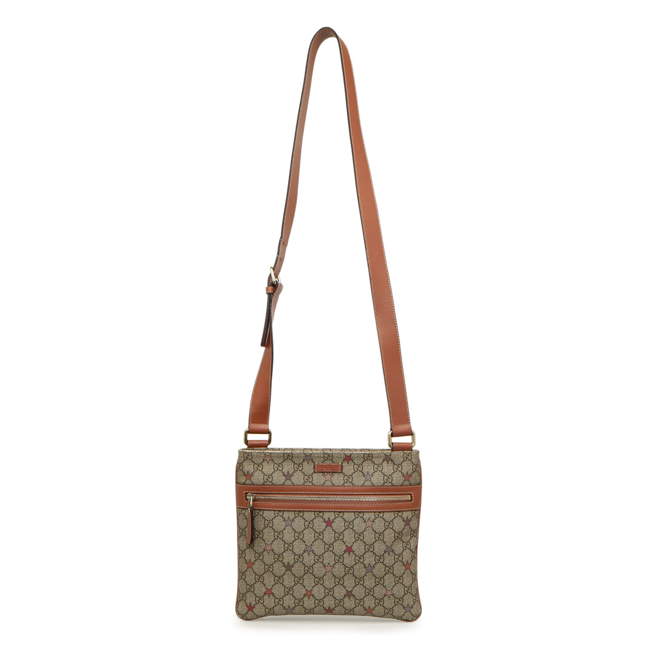 Exclusive Gucci GG Supreme Stars Flat Messenger — Front View
