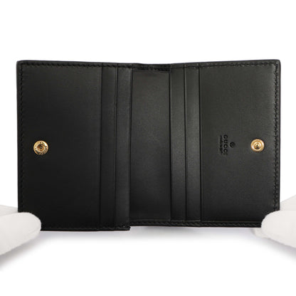 Exclusive Gucci Black Guccissima Card Case Wallet — Top View