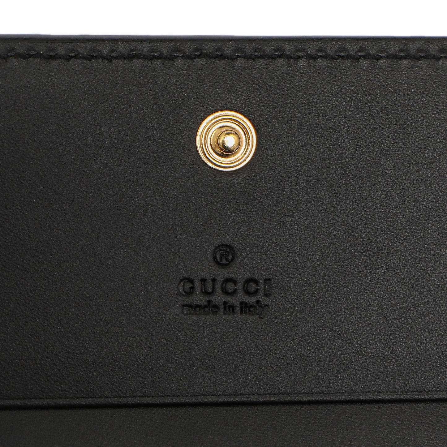 Exclusive Gucci Black Guccissima Card Case Wallet — Detail View