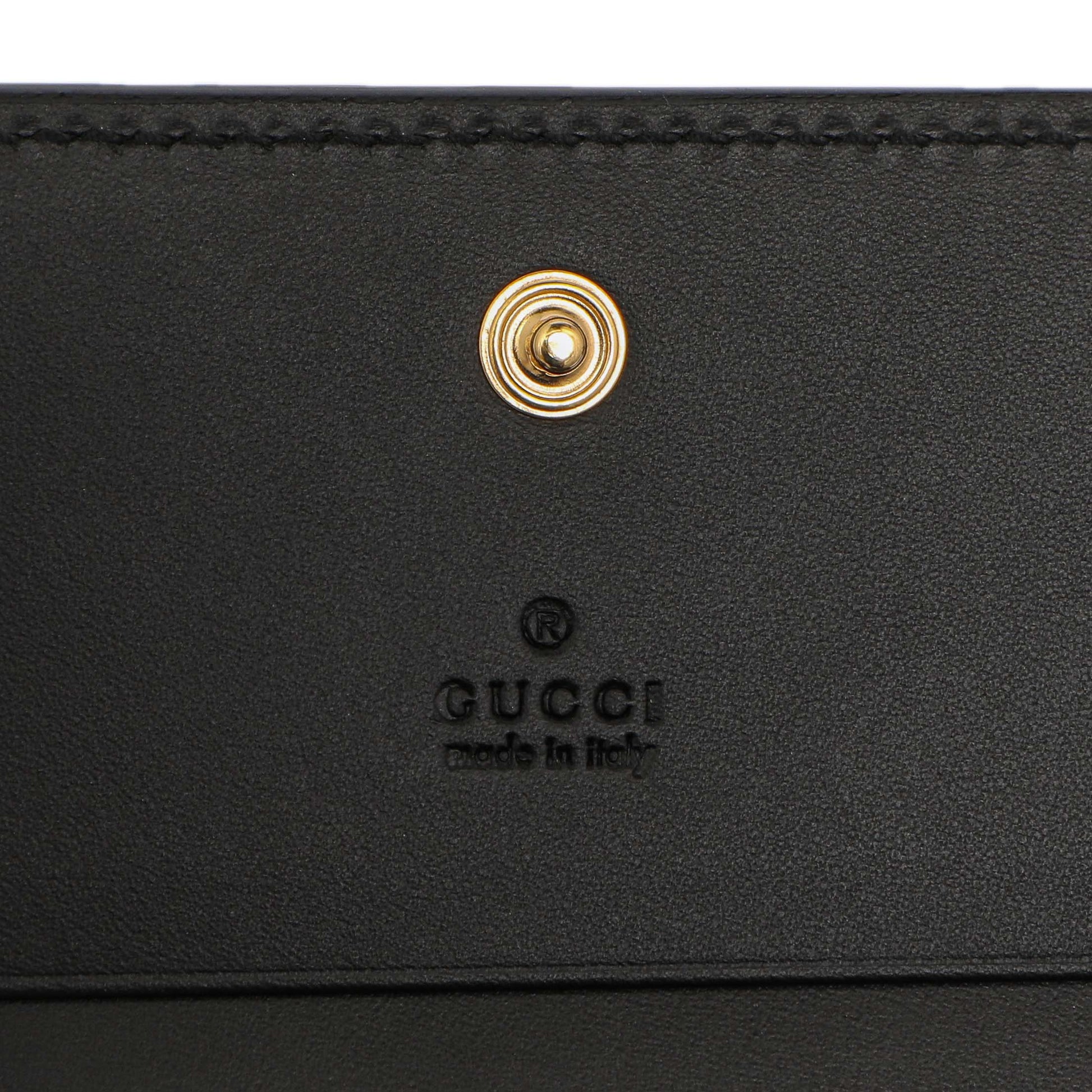 Exclusive Gucci Black Guccissima Card Case Wallet — Detail View
