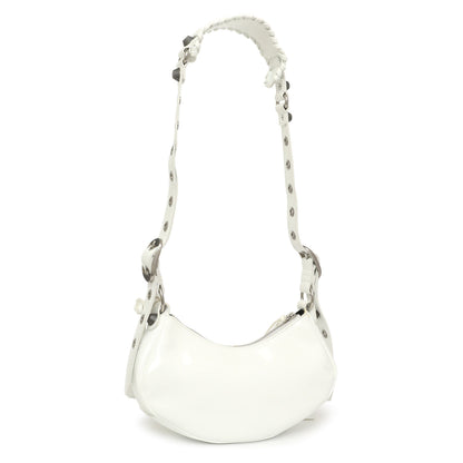 Exclusive Balenciaga White Faux Patent Le Cagole Shoulder Bag XS — Side View