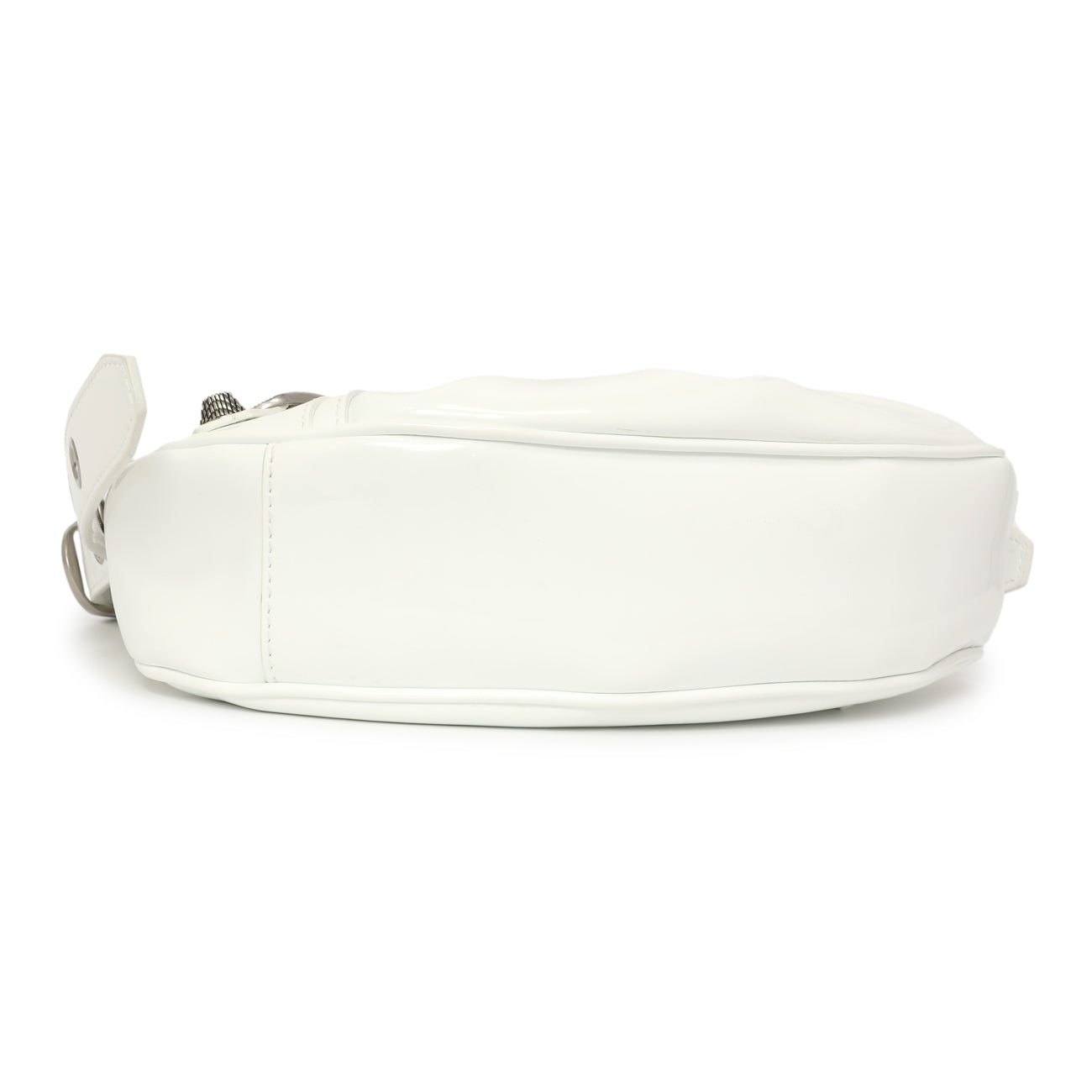 Exclusive Balenciaga White Faux Patent Le Cagole Shoulder Bag XS — Back View