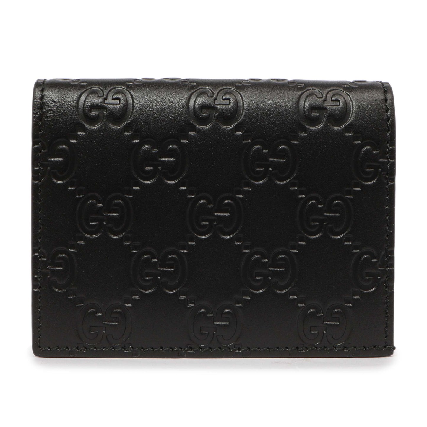 Exclusive Gucci Black Guccissima Card Case Wallet — Front View