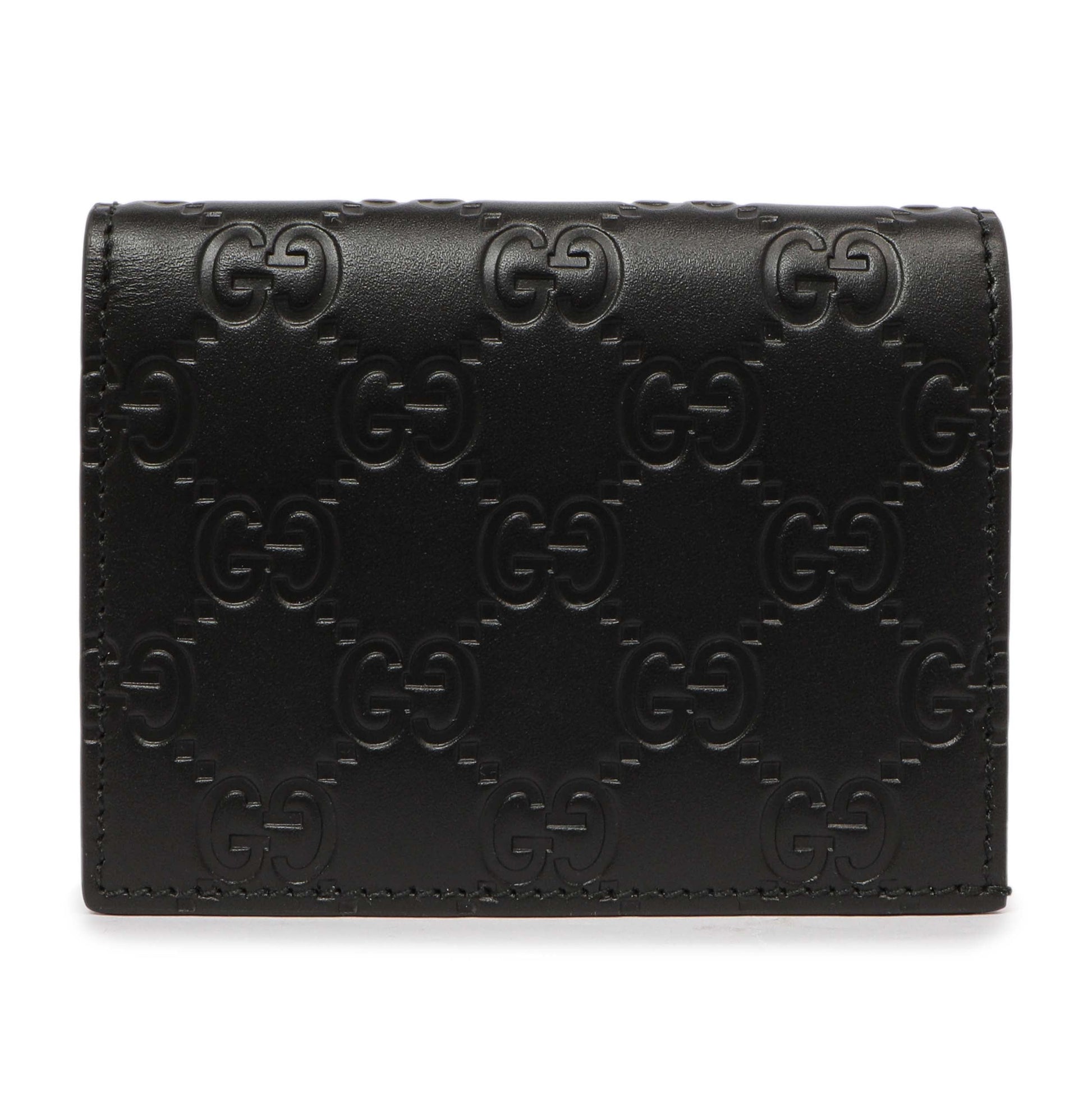 Exclusive Gucci Black Guccissima Card Case Wallet — Front View