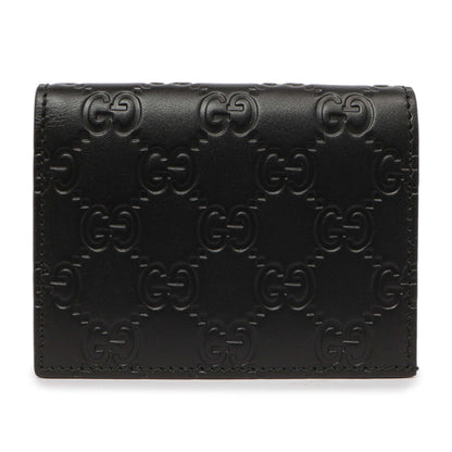 Exclusive Gucci Black Guccissima Card Case Wallet — Front View