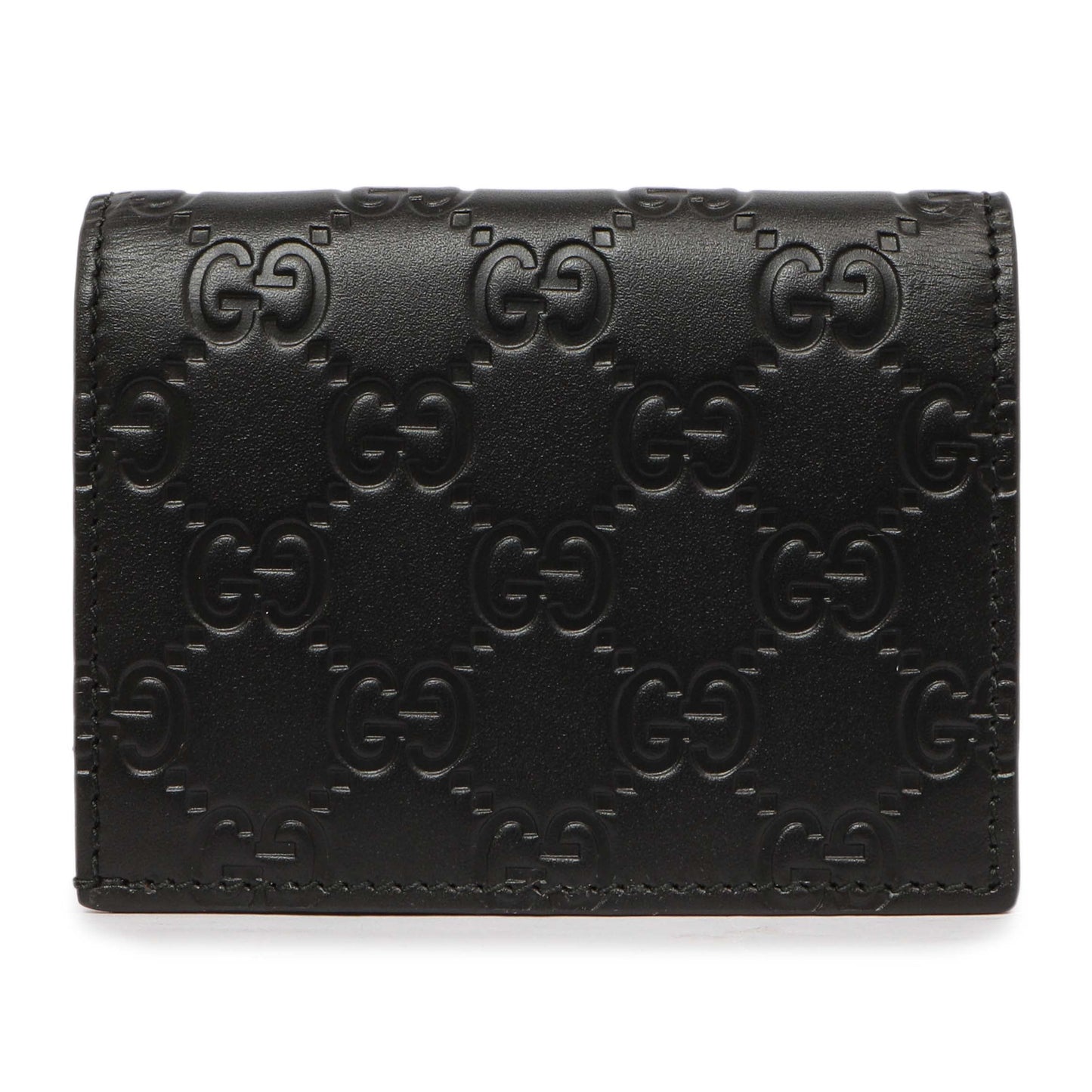 Exclusive Gucci Black Guccissima Card Case Wallet — Side View