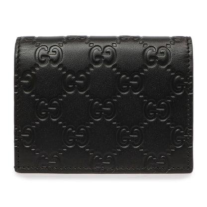 Exclusive Gucci Black Guccissima Card Case Wallet — Side View