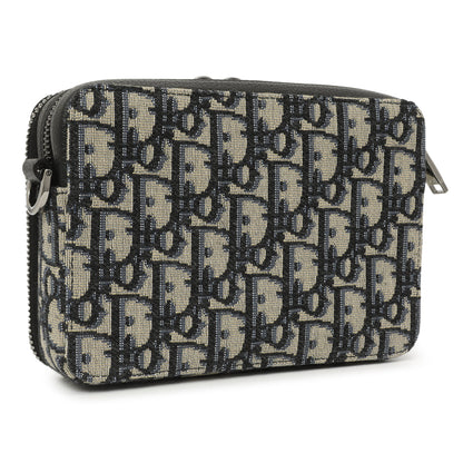 Exclusive Christian Dior X Kenny Scharf Oblique Embroidered Patches Double Zip Crossbody Pouch — Side View