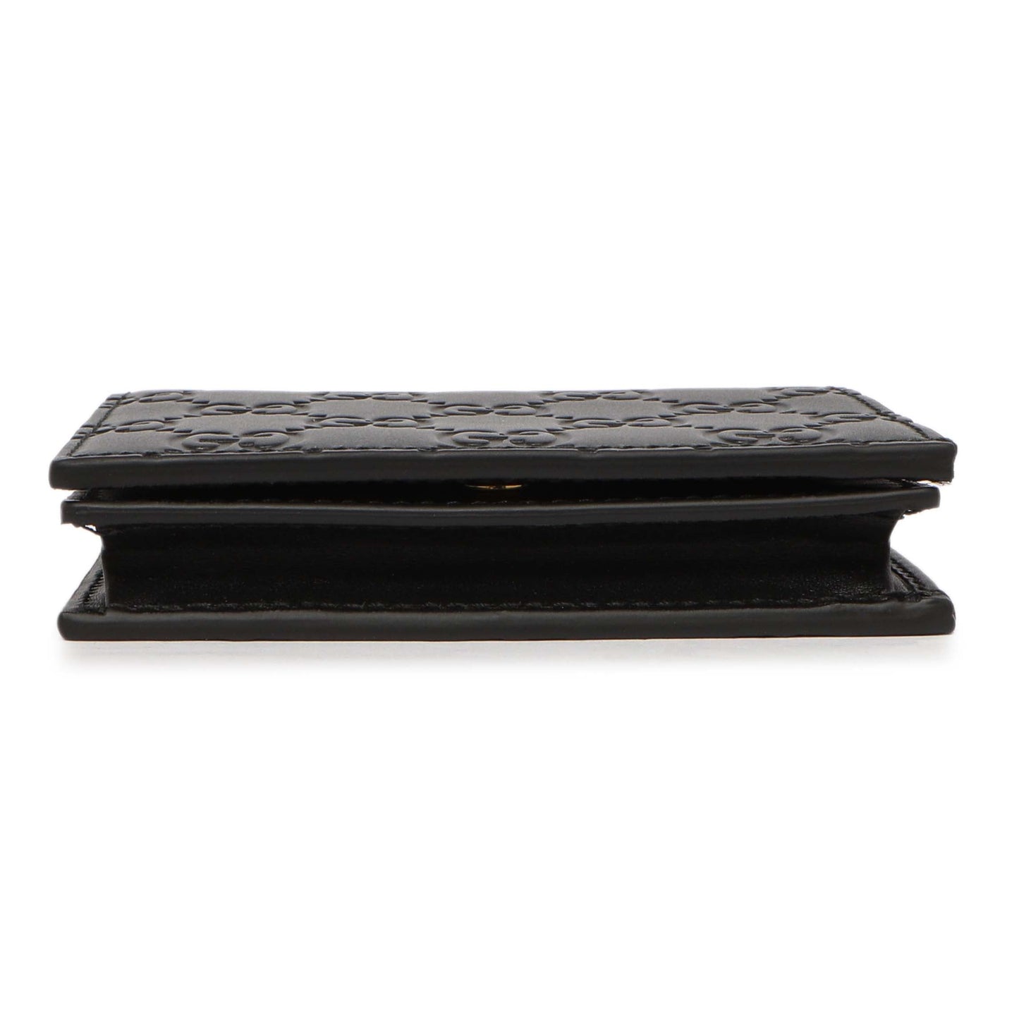 Exclusive Gucci Black Guccissima Card Case Wallet — Back View