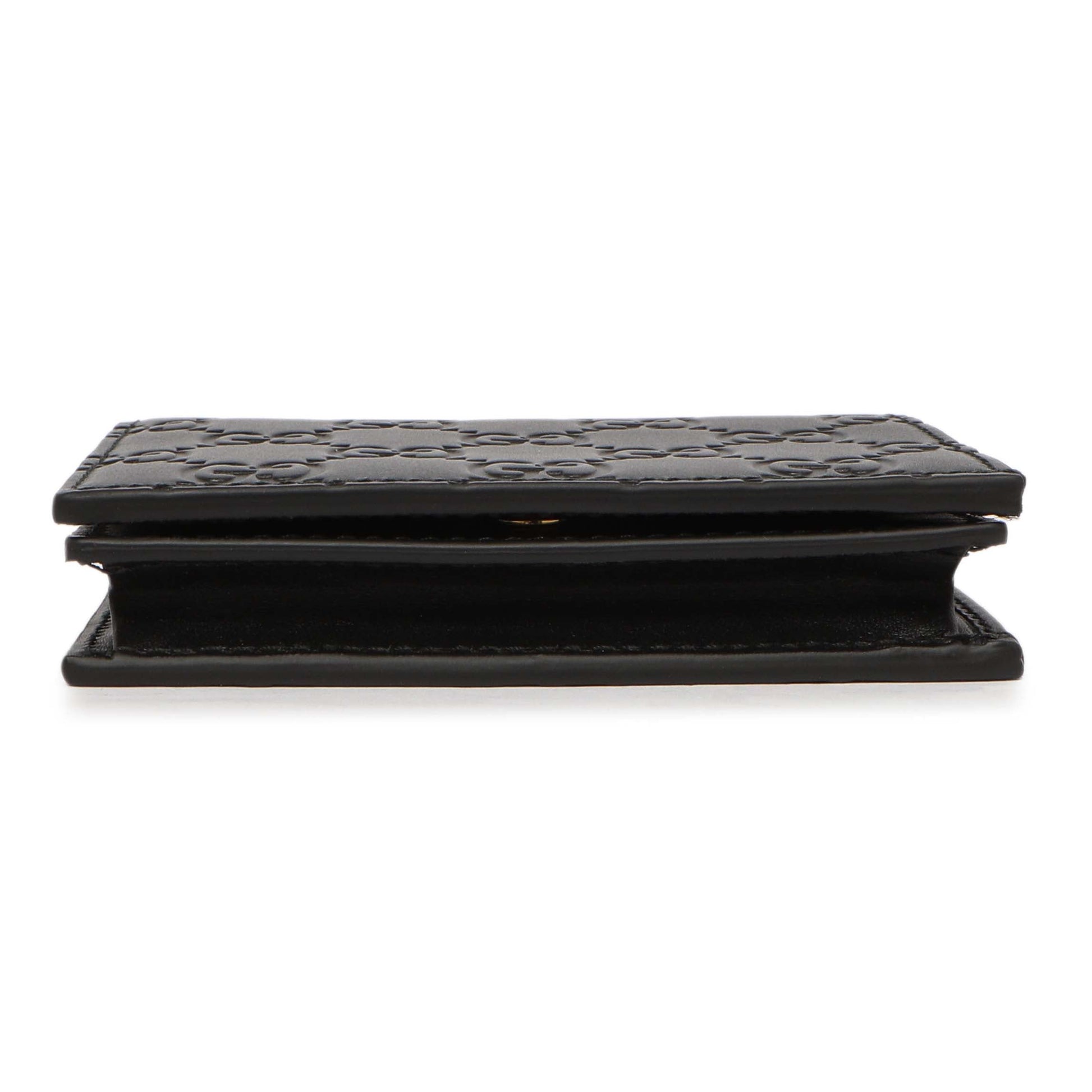 Exclusive Gucci Black Guccissima Card Case Wallet — Back View