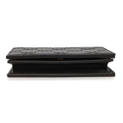 Exclusive Gucci Black Guccissima Card Case Wallet — Back View