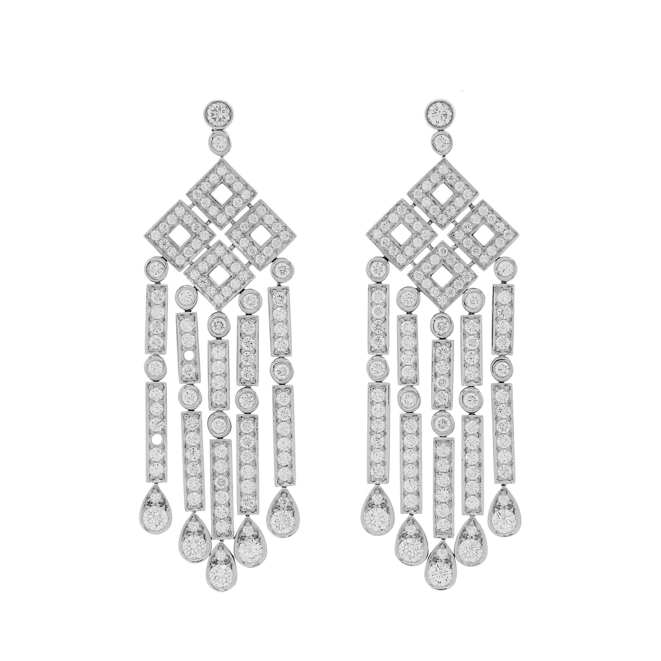 Exclusive Tiffany & Co. Platinum Diamond Legacy Drop Earrings — Front View