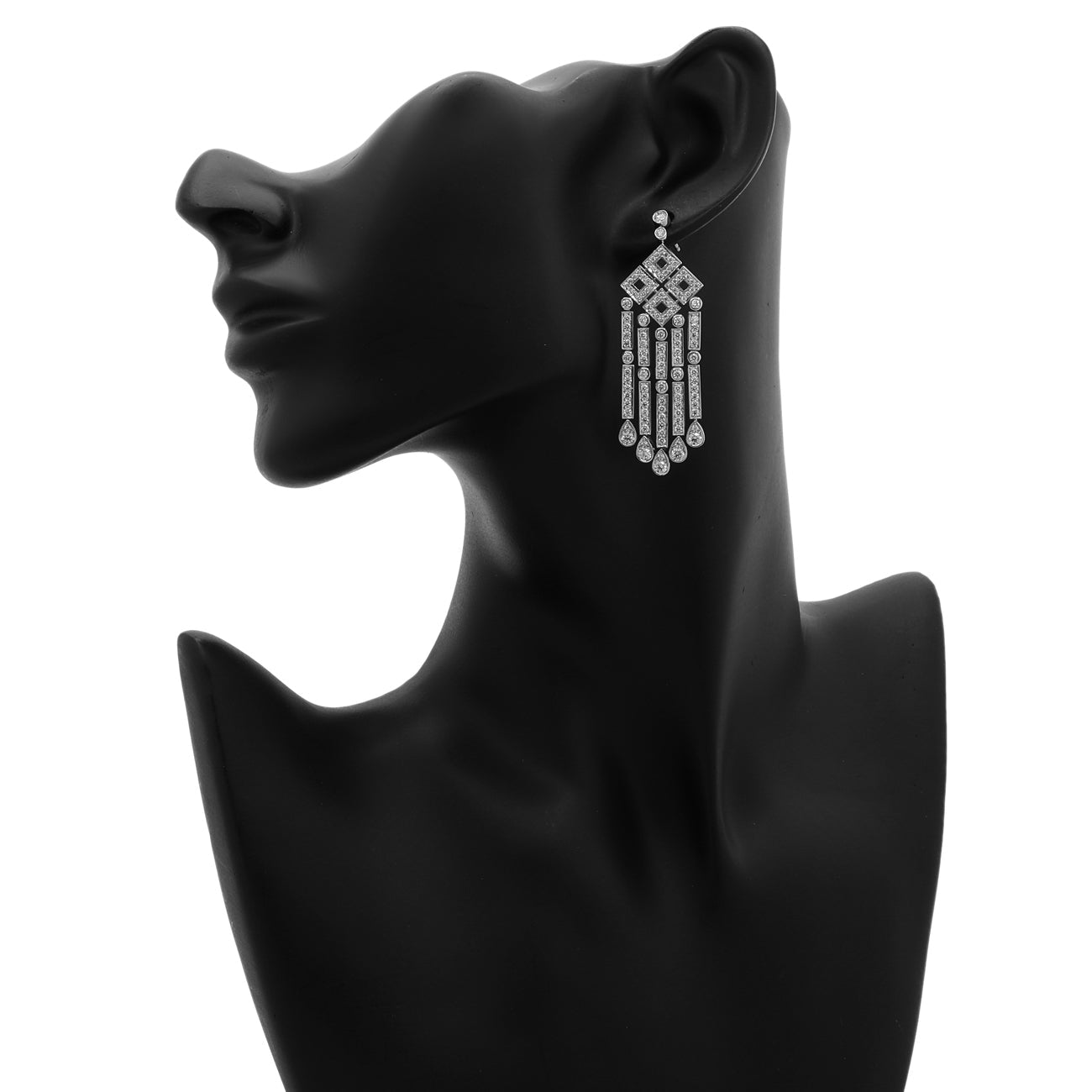 Exclusive Tiffany & Co. Platinum Diamond Legacy Drop Earrings — Back View