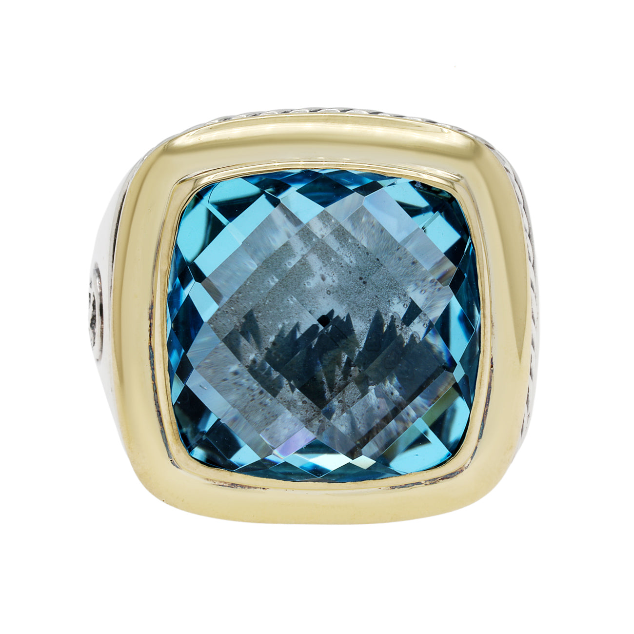 Exclusive David Yurman Sterling Silver 18K Yellow Gold Topaz Albion Ring — Front View