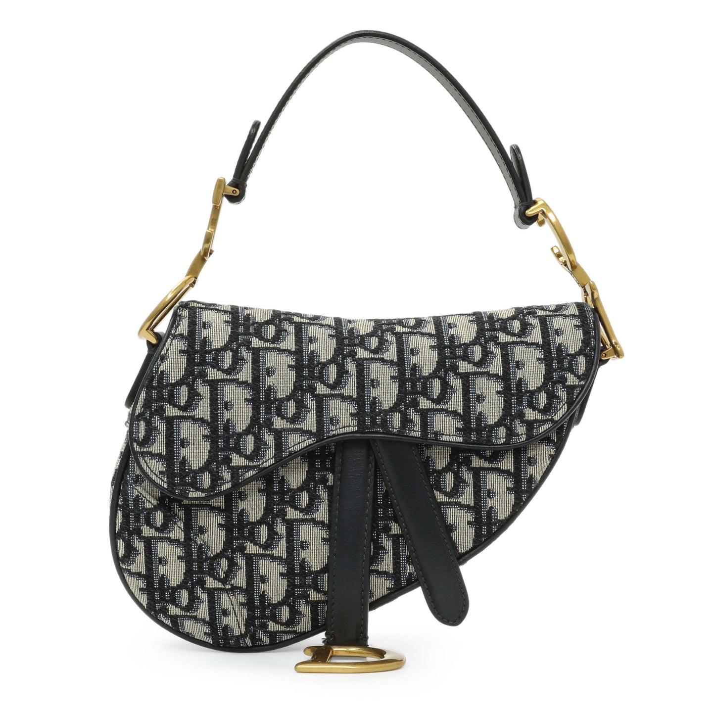 Exclusive Christian Dior Oblique Mini Saddle Bag — Front View